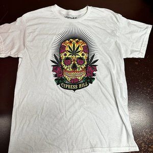 Cypress Hill Mens White Skull Print Short Sleeve Crew Neck T-Shirt Size Large